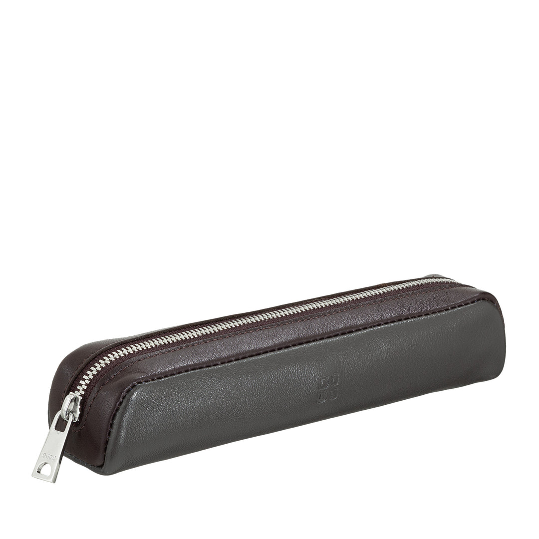 DUDU Genuine Leather Case Zip Zip, Pen Holder, Small 18x3cm, Compact and Colored