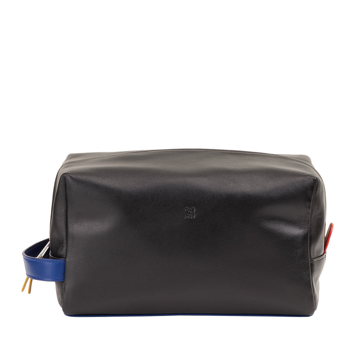 DUDU Beauty Leather Houses Men Woman - Elegant Travel Trousse, Minimal Design, Vera Leather, Compact Toilet Bag for Accessories and Cosmetics