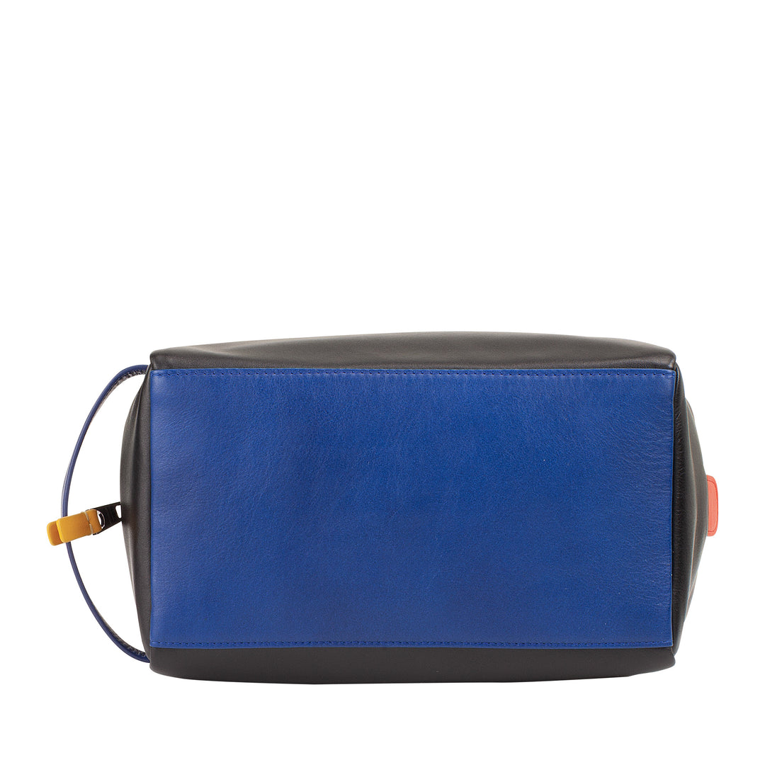 DUDU Beauty Leather Houses Men Woman - Elegant Travel Trousse, Minimal Design, Vera Leather, Compact Toilet Bag for Accessories and Cosmetics