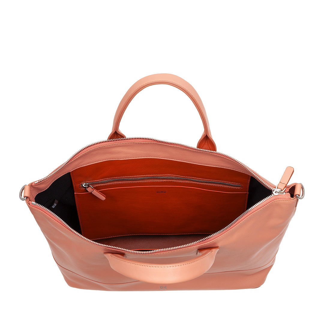 DUDU shoulder bag shoulder elegant woman in real leather, handbag with two handles and zip zipper