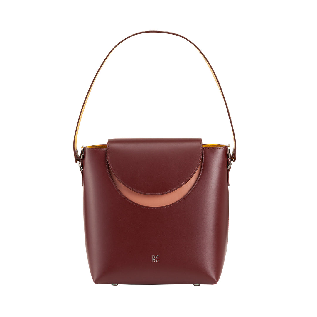 Dudu women's bucket bag with Made in Italy leather shoulder strap shoulder bag, magnetic flap