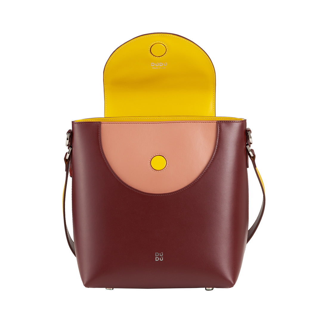 Dudu women's bucket bag with Made in Italy leather shoulder strap shoulder bag, magnetic flap