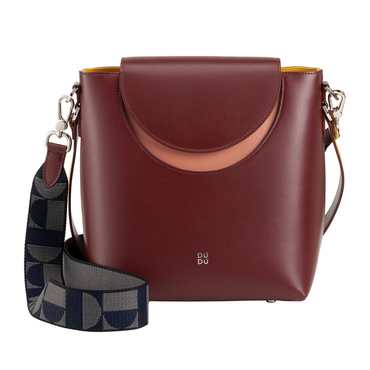 Dudu women's bucket bag with Made in Italy leather shoulder strap shoulder bag, magnetic flap