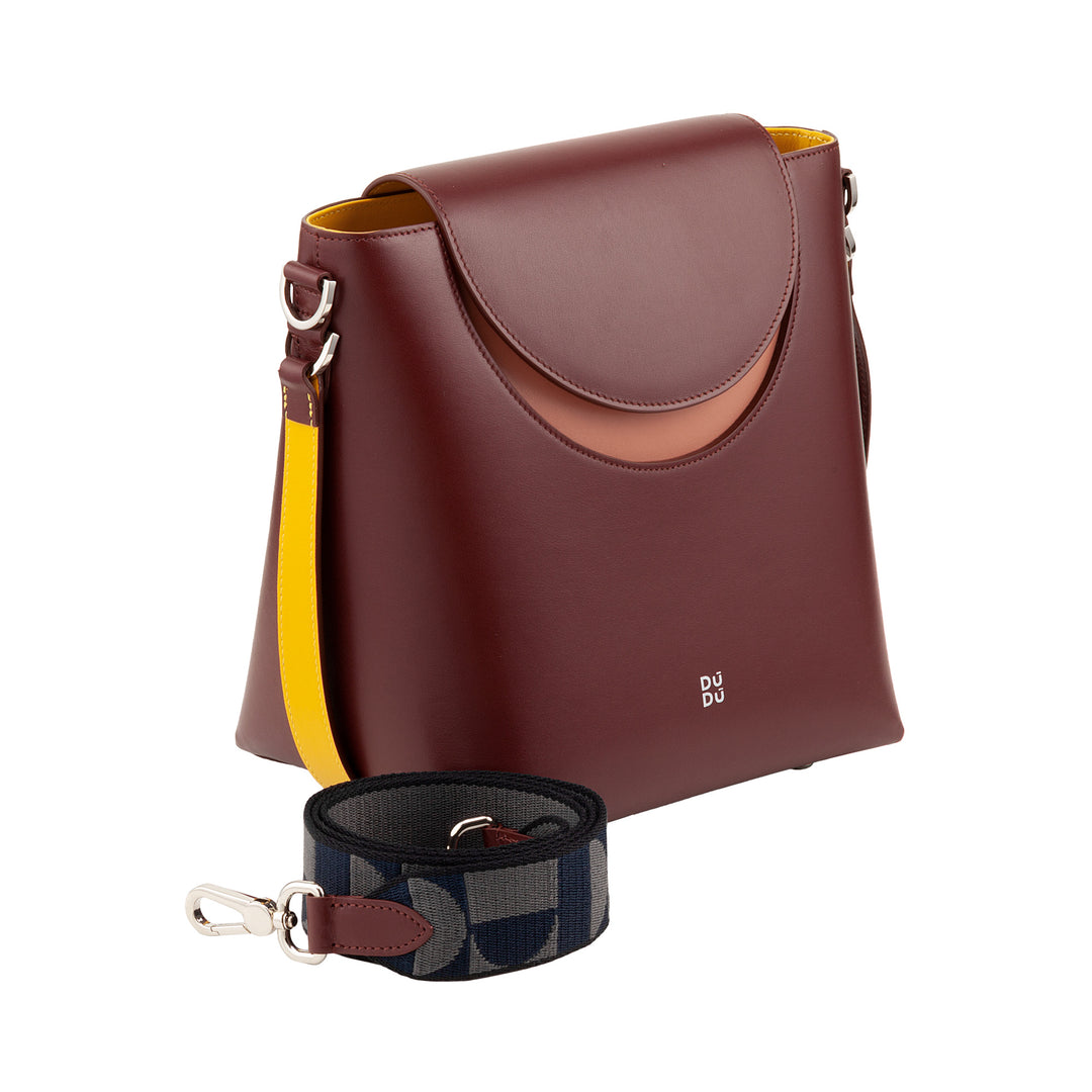 Dudu women's bucket bag with Made in Italy leather shoulder strap shoulder bag, magnetic flap