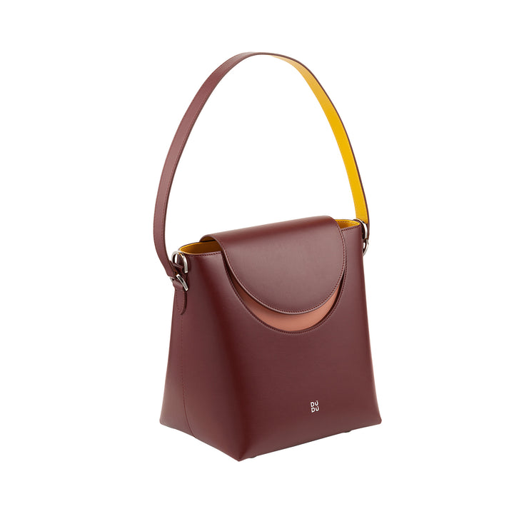 Dudu women's bucket bag with Made in Italy leather shoulder strap shoulder bag, magnetic flap