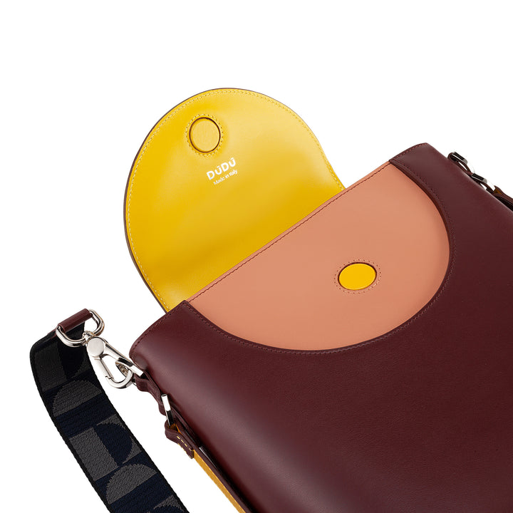 Dudu women's bucket bag with Made in Italy leather shoulder strap shoulder bag, magnetic flap
