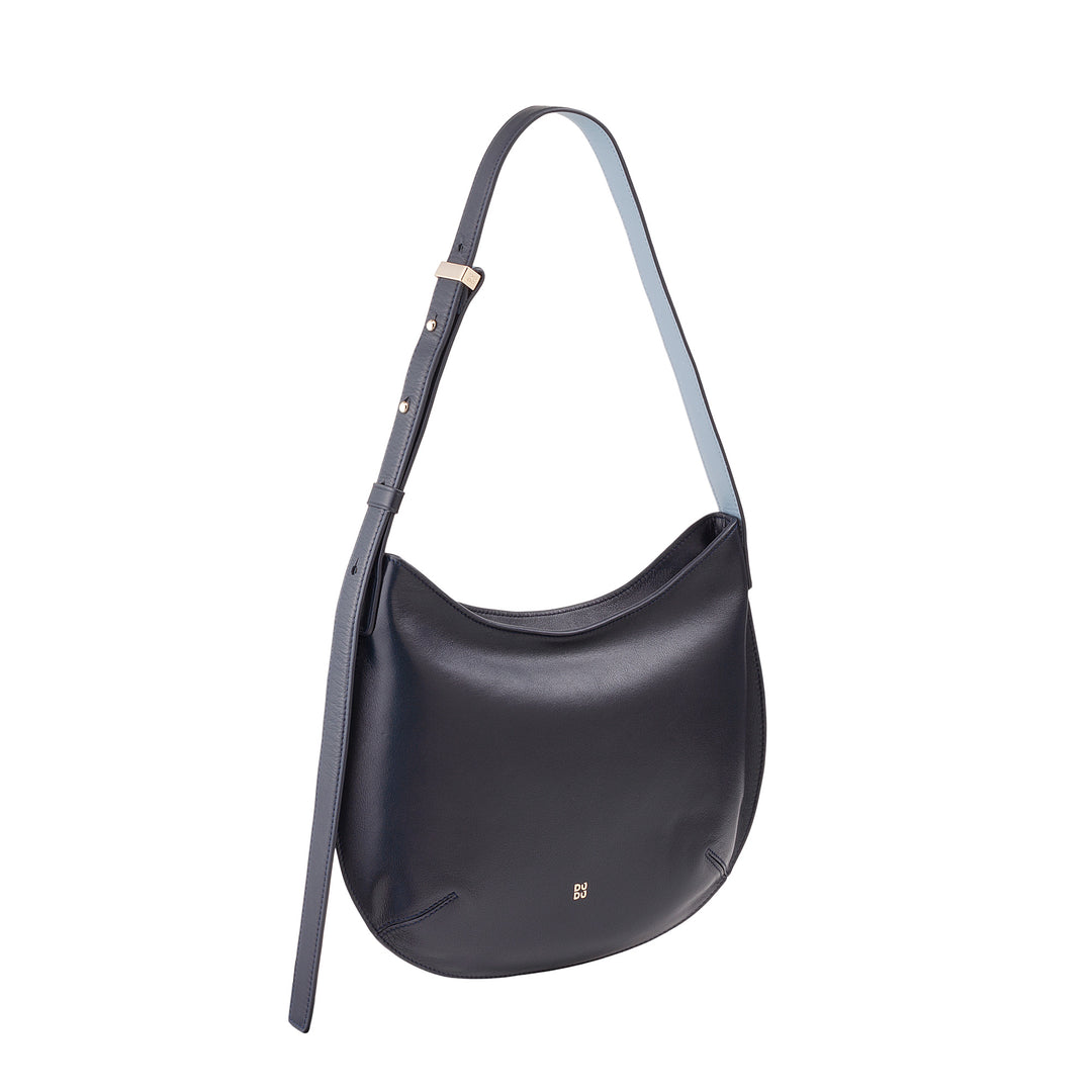 DUDU shoulder bag medium woman in real leather, hobo bag with adjustable shoulder strap, shoulder bag with zip zip