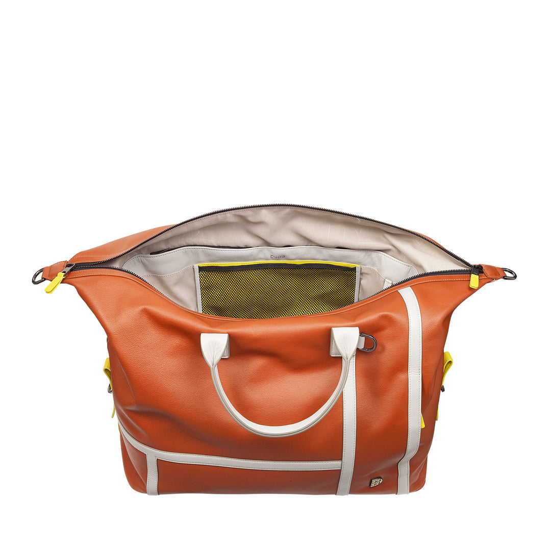 DUDU leather bag for tennis gym, 28 liters, limited edition, detachable shoulder strap, zipper closure, travel weekends, leather sports bag