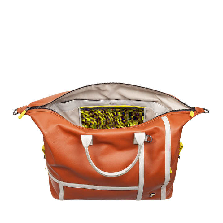DUDU leather bag for tennis gym, 28 liters, limited edition, detachable shoulder strap, zipper closure, travel weekends, leather sports bag