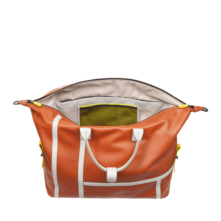DUDU leather bag for tennis gym, 28 liters, limited edition, detachable shoulder strap, zipper closure, travel weekends, leather sports bag