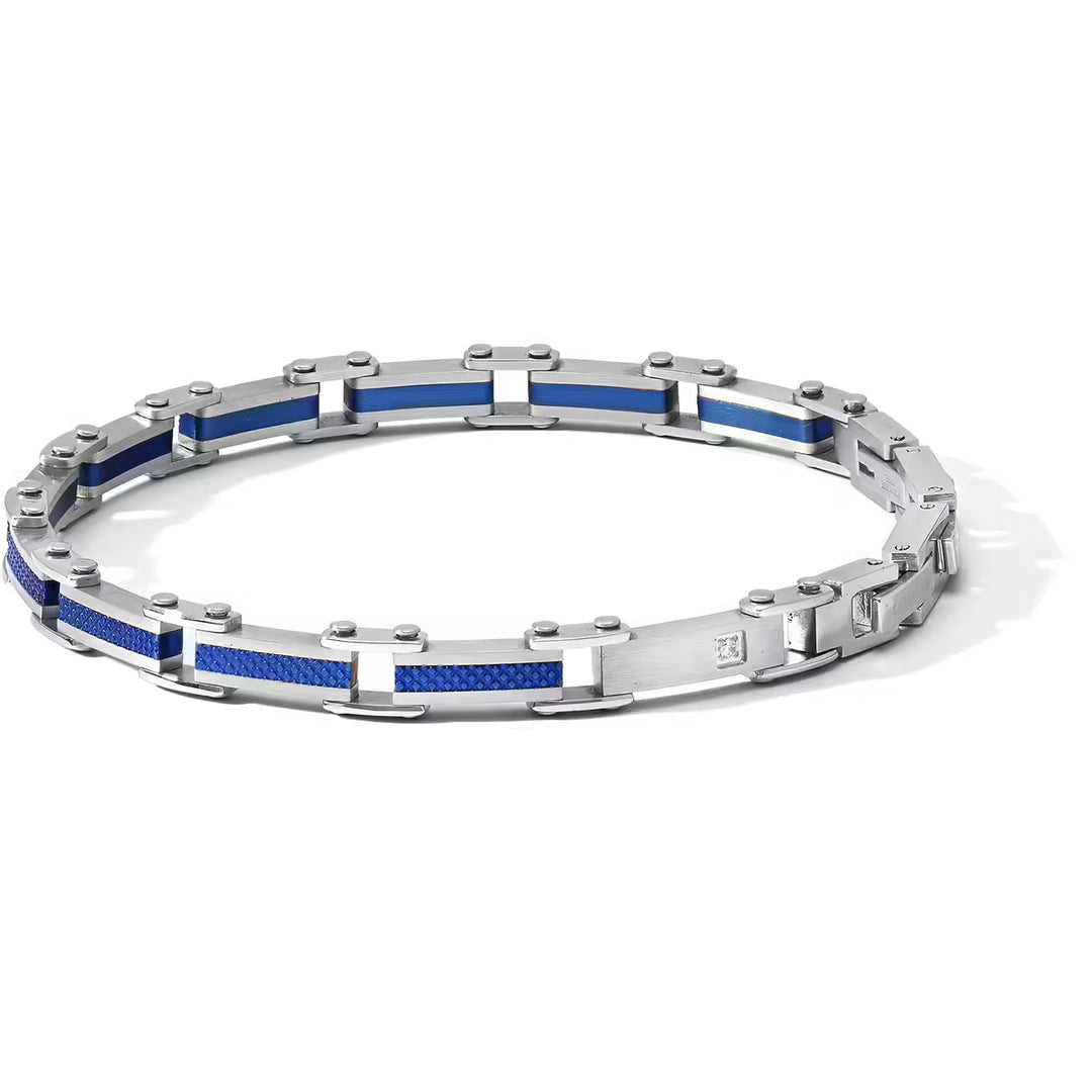 Comet bracelet texture steel finish PVD blue UBR 1197