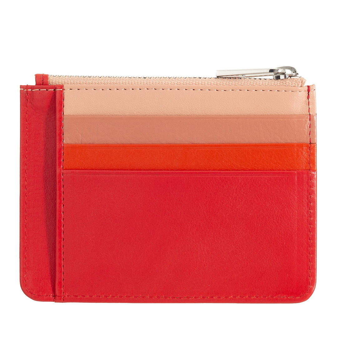 DUDU sachet credit card holder in genuine leather colorful zip wallet