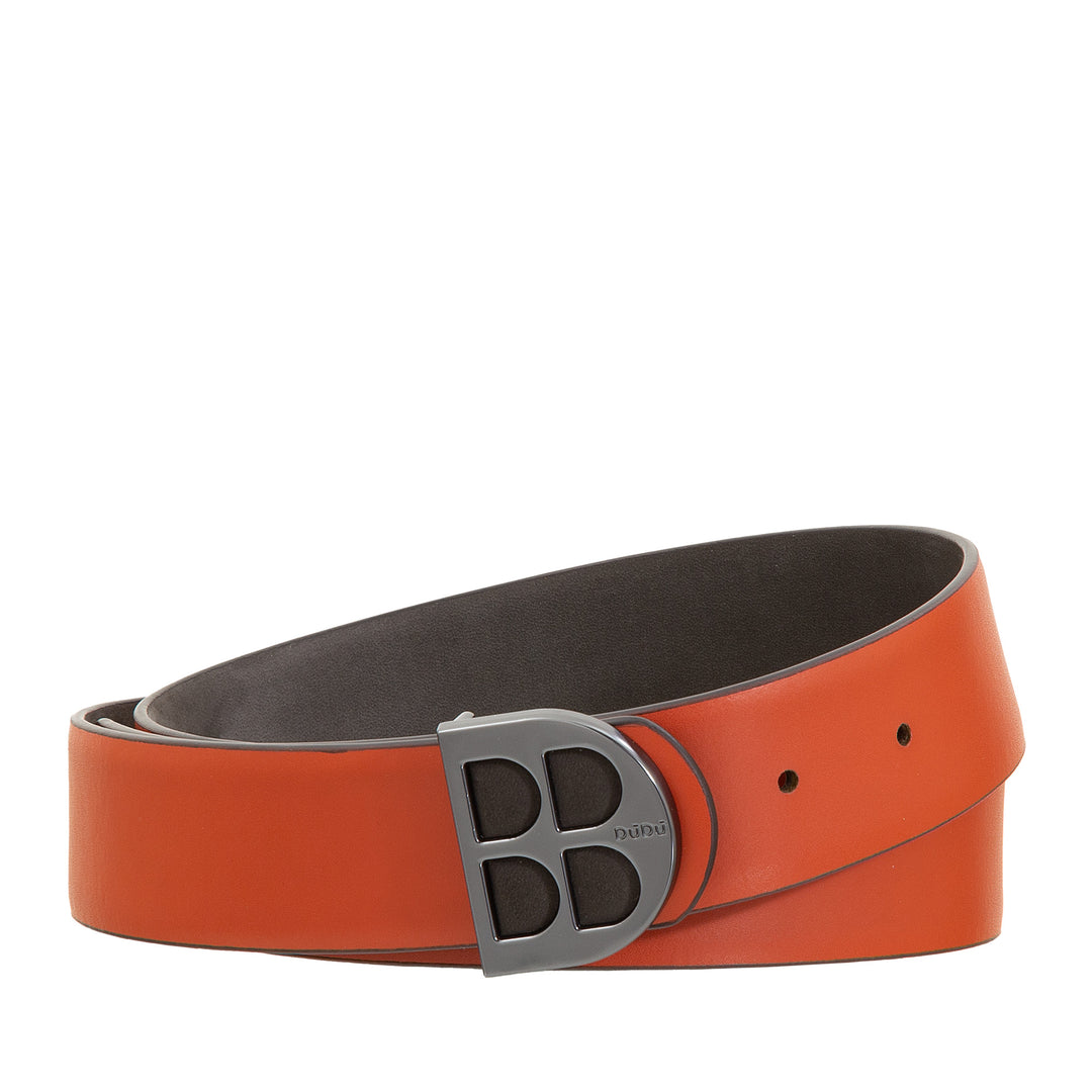 DUDU belt for reversible man in smooth leather and two -tone nobuk, made in Italy, double face, with personalized buckle