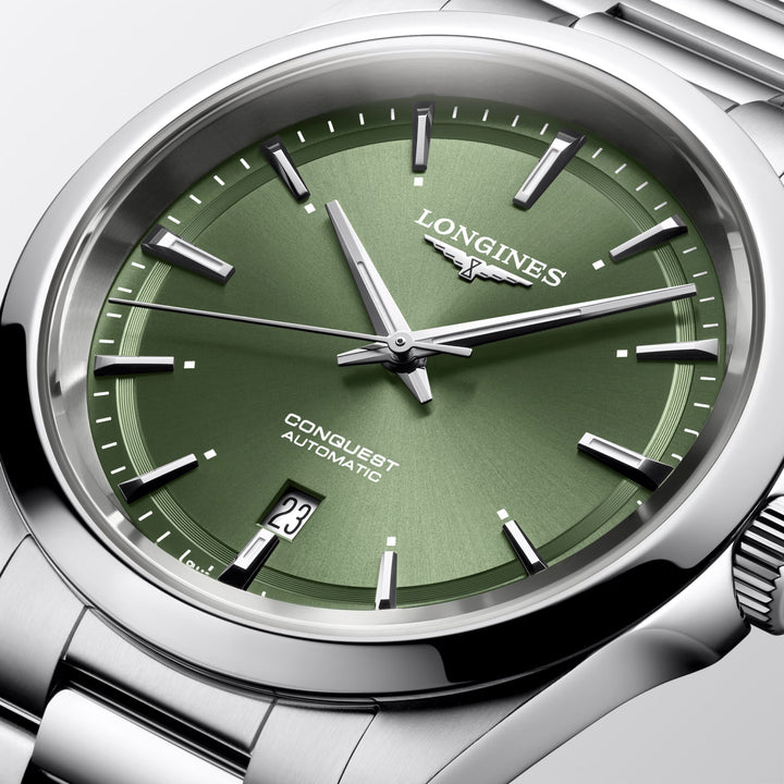 Longines Conquest 2023 41 мм часов с зеленой автоматической сталью L3.830.4.02.6