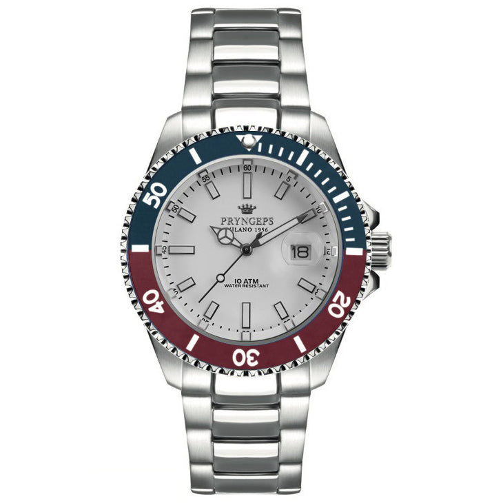 Pryngeps Mediterranean Watch Professional 42 -мм серебряная кварцевая сталь A1097 A/B