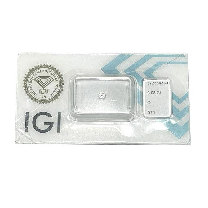 IGI diamante in blister certificato taglio brillante 0,08ct colore D purezza SI 1 - Capodagli 1937