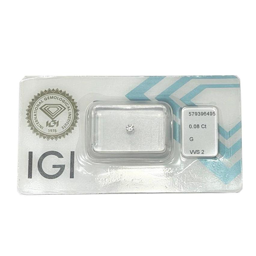IGI diamante in blister certificato taglio brillante 0,08ct colore G purezza VVS 2 - Capodagli 1937