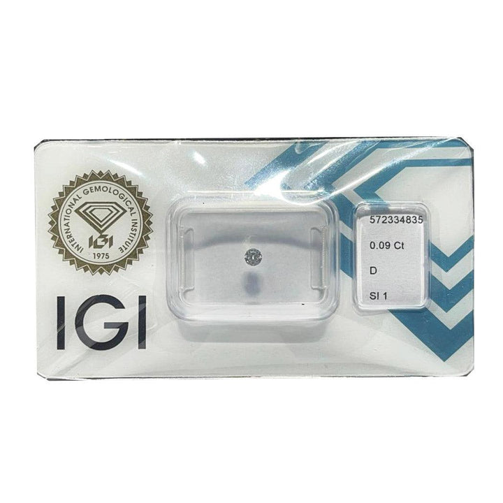 IGI diamante in blister certificato taglio brillante 0,09ct colore D purezza SI 1 - Capodagli 1937