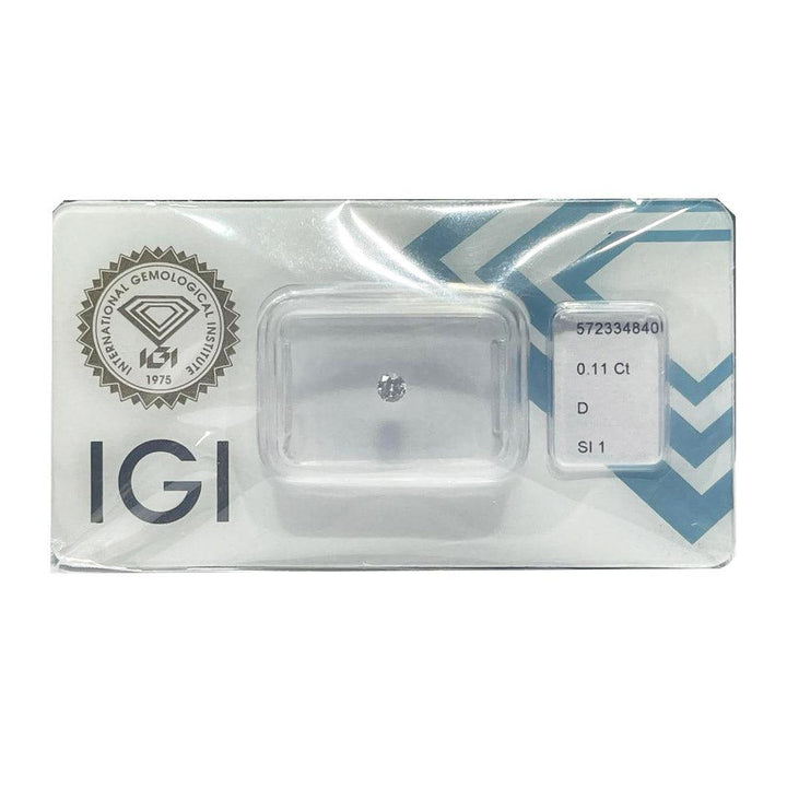 IGI diamante in blister certificato taglio brillante 0,11ct colore D purezza SI 1 - Capodagli 1937