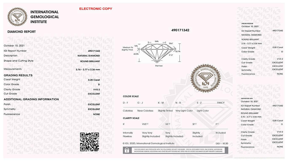 IGI diamante in blister certificato taglio brillante 0,20ct colore D purezza VVS 2 - Capodagli 1937