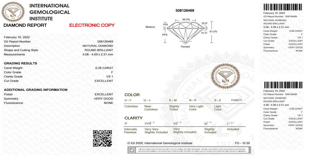 IGI diamante in blister certificato taglio brillante 0,26ct colore F purezza VS 1 - Capodagli 1937
