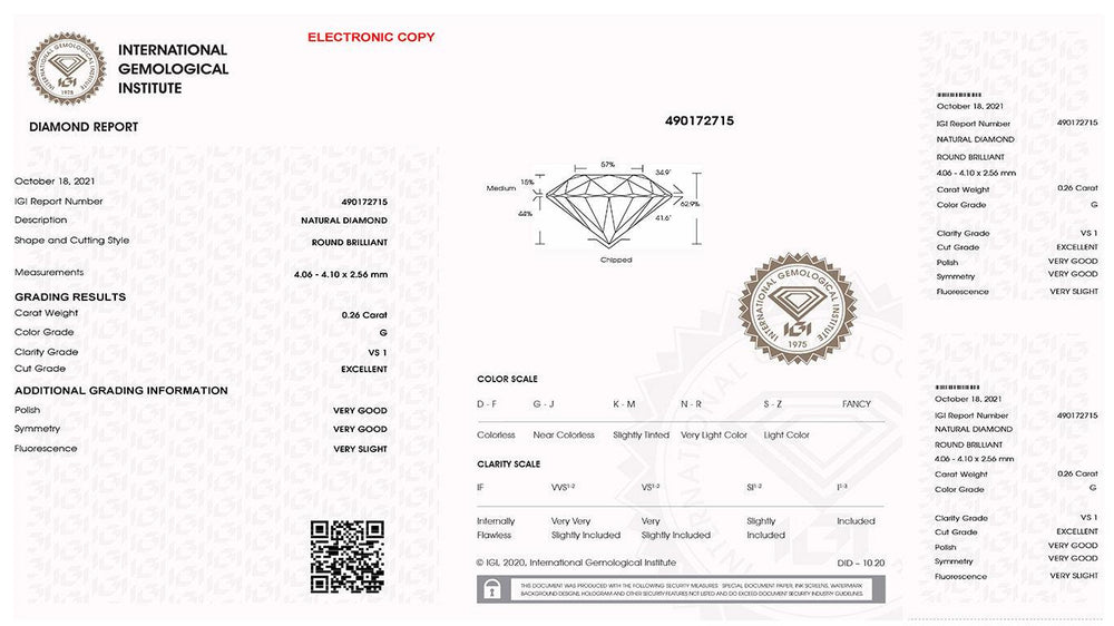 IGI diamante in blister certificato taglio brillante 0,26ct colore G purezza VS 1 - Capodagli 1937