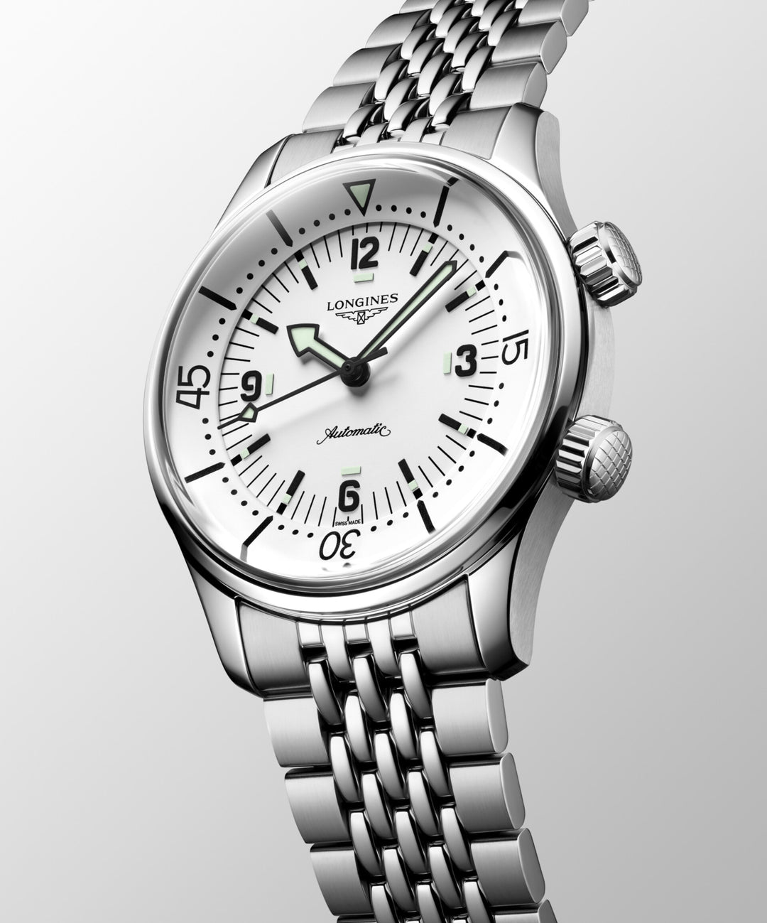 LONGINES LEGEND DIV 38MM WATCH AUTOMATIC WHITE STEEL L3.764.4.99.6