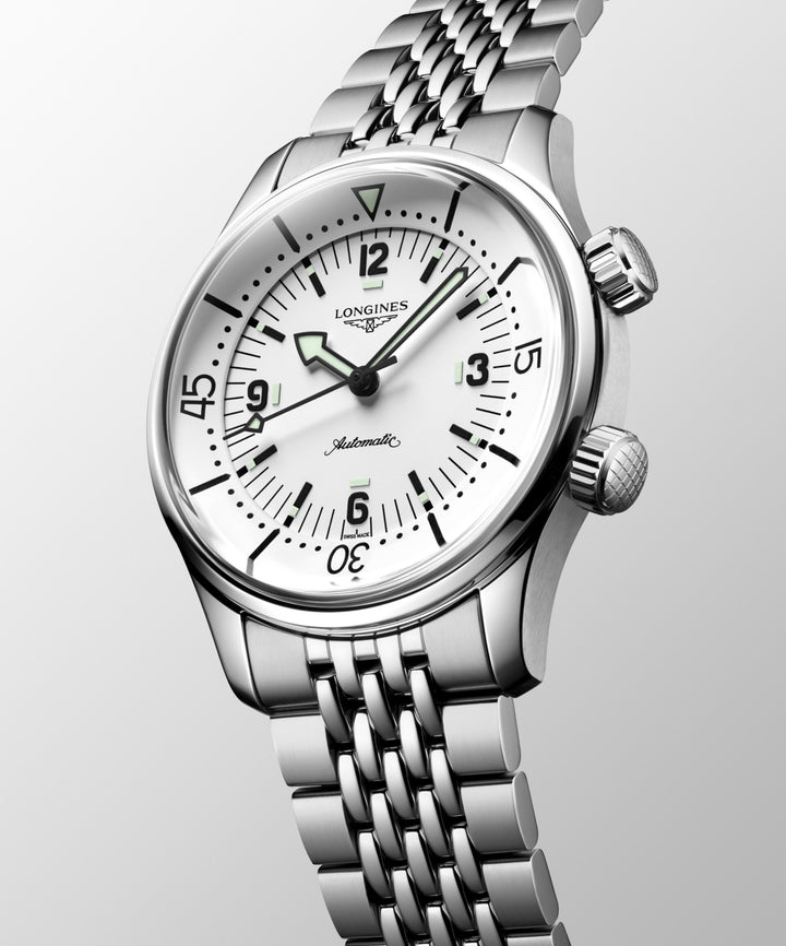 LONGINES LEGEND DIV 38MM WATCH AUTOMATIC WHITE STEEL L3.764.4.99.6