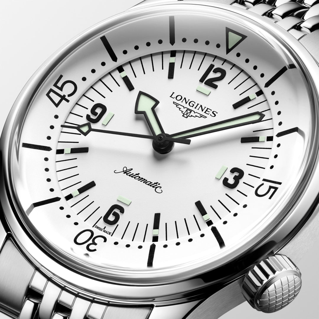 LONGINES LEGEND DIV 38MM WATCH AUTOMATIC WHITE STEEL L3.764.4.99.6