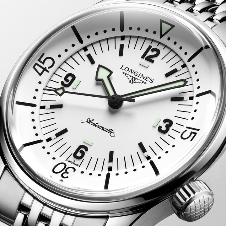 LONGINES LEGEND DIV 38MM WATCH AUTOMATIC WHITE STEEL L3.764.4.99.6