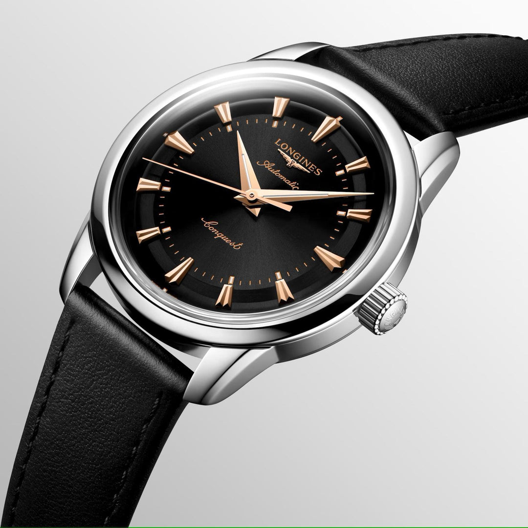 Longines orologio Conquest Heritage 38mm nero automatico acciaio L1.649.4.52.2 - Capodagli 1937