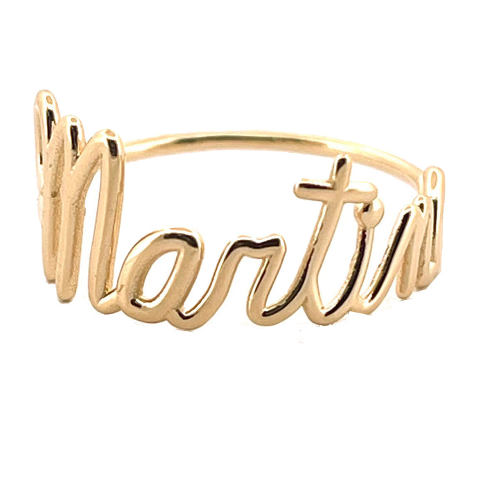 18kt gold threaded name ring