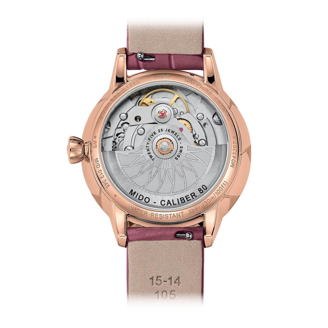 Mido orologio Rainflower Night 34mm madreperla diamanti automatico acciaio finitura PVD oro rosa M043.207.36.106.00 - Capodagli 1937