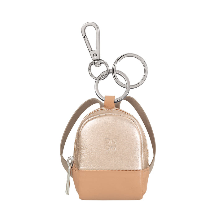 DUDU small bag boars with keychain woman in leather, design with mini backpack, zip zipper, double ring and carabiner