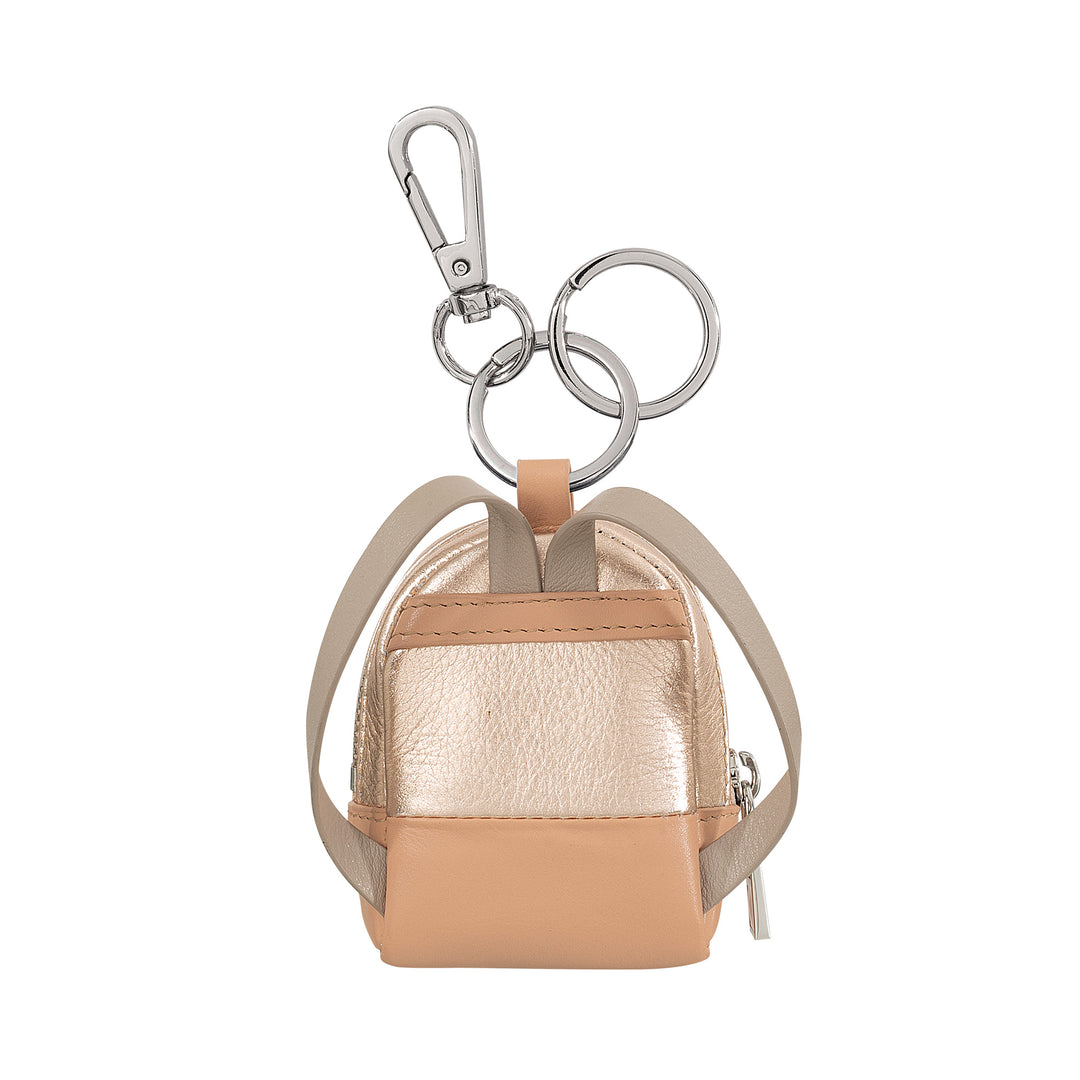 DUDU small bag boars with keychain woman in leather, design with mini backpack, zip zipper, double ring and carabiner