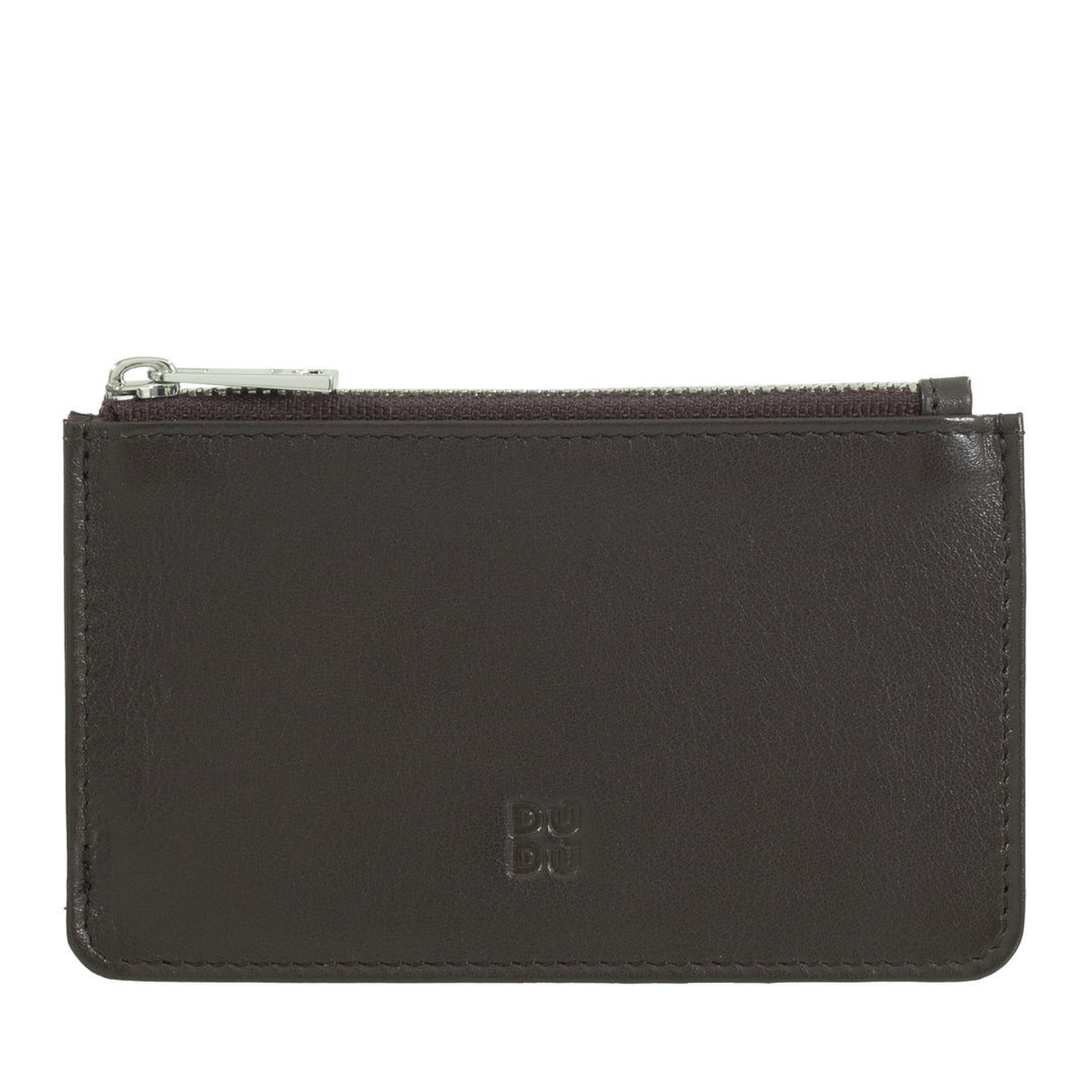 DUDU Credit Card menu holder woman in leather, small thin wallet, 4 holder tessere holder, with zipper closure