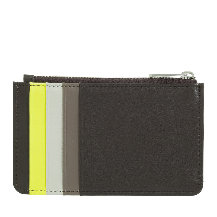 DUDU Credit Card menu holder woman in leather, small thin wallet, 4 holder tessere holder, with zipper closure