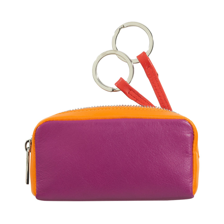 Unisex key ring in colored genuine calfskin signed DUDU