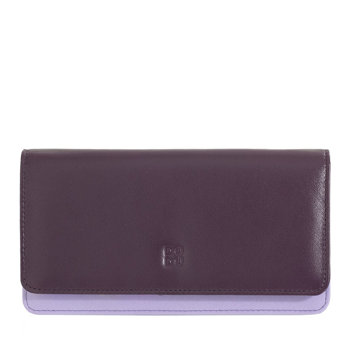 DUDU Women's Large Soft Leather Multicolor RFID Bag Wallet