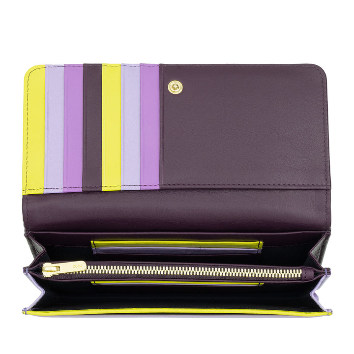 DUDU Women's Large Soft Leather Multicolor RFID Bag Wallet