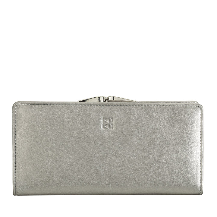 Dudu Women's World World True Leather World с защитой от RFID, держатель кредитной карты с Borsellino Clac Clac Portamonete, цветные банкноты Portflows