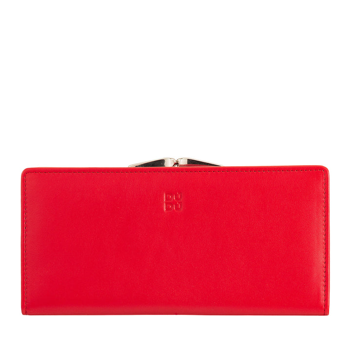Dudu Women's World World True Leather World с защитой от RFID, держатель кредитной карты с Borsellino Clac Clac Portamonete, цветные банкноты Portflows