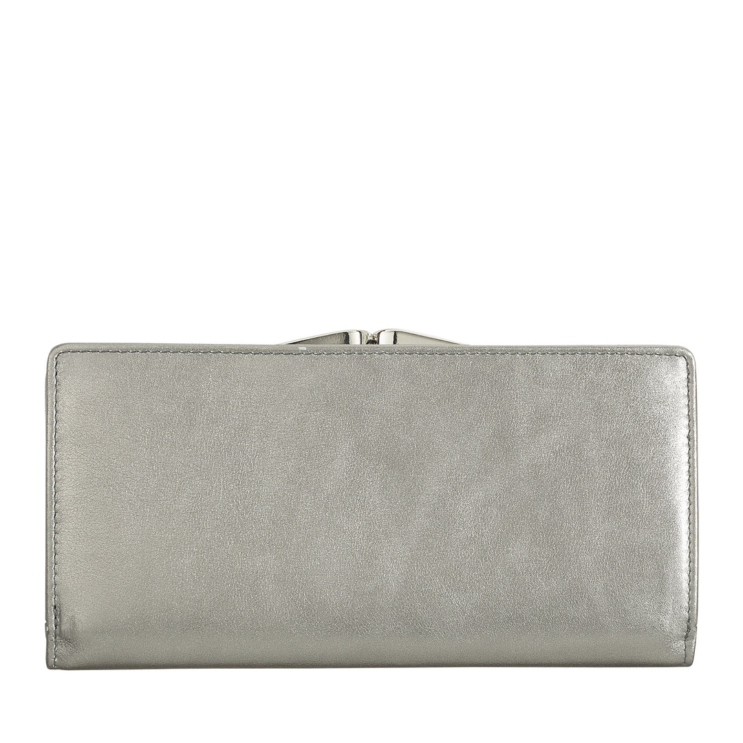 Dudu Women's World World True Leather World с защитой от RFID, держатель кредитной карты с Borsellino Clac Clac Portamonete, цветные банкноты Portflows