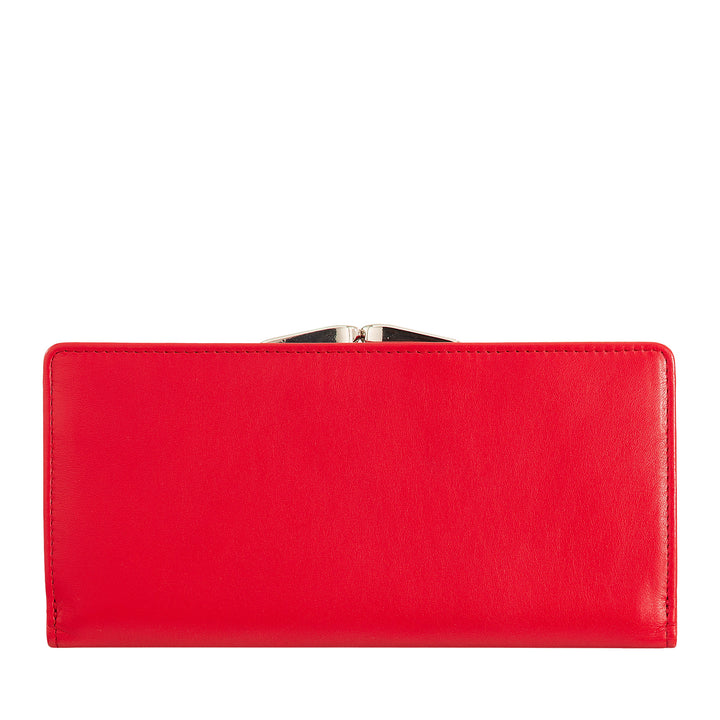 Dudu Women's World World True Leather World с защитой от RFID, держатель кредитной карты с Borsellino Clac Clac Portamonete, цветные банкноты Portflows