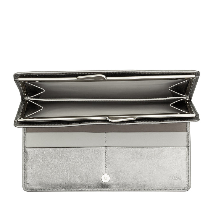 Dudu Women's World World True Leather World с защитой от RFID, держатель кредитной карты с Borsellino Clac Clac Portamonete, цветные банкноты Portflows