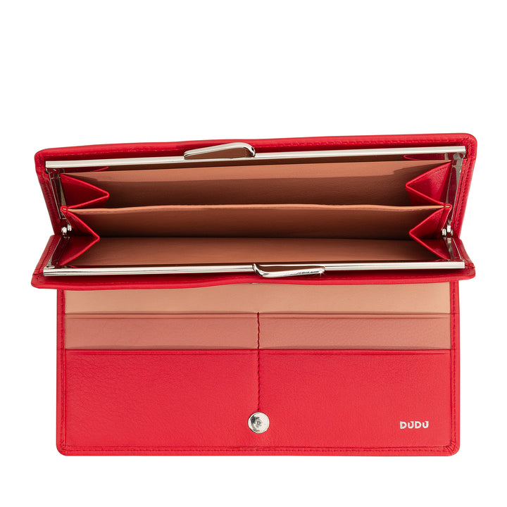 Dudu Women's World World True Leather World с защитой от RFID, держатель кредитной карты с Borsellino Clac Clac Portamonete, цветные банкноты Portflows