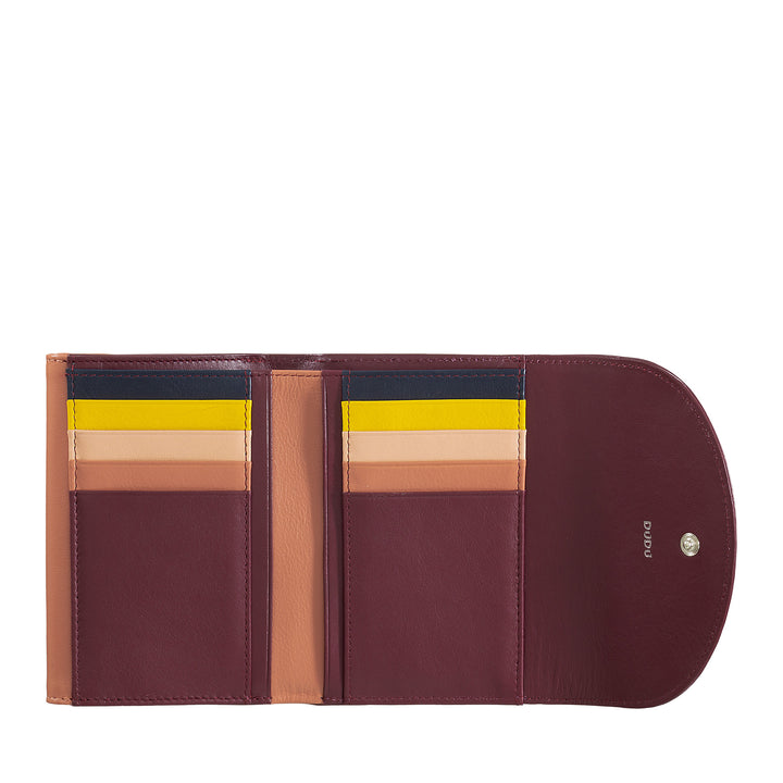 Dudu Women RFID World Walls с Portamone, Color Leave Walls Double Card Card Card Card Banknotes