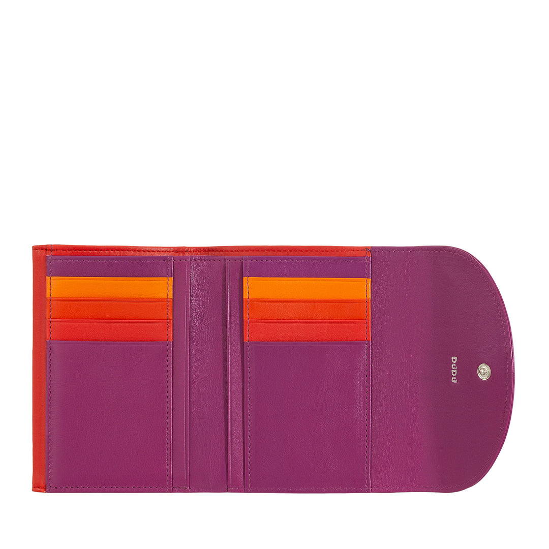 DUDU WOMEN RFID WORLD WALLS WITH PORTAMONE, COLOR LEAVE WALLS DOUBLE PATTA CARD CARD CARD Banknotes
