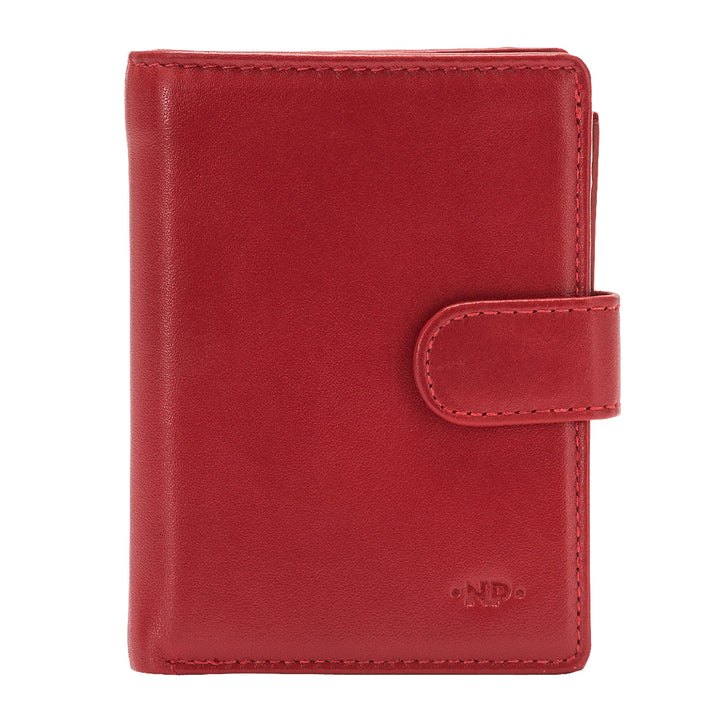 Small Women's Wallet Leather Nuvola with leather zip holder with button closure and 11 card pockets