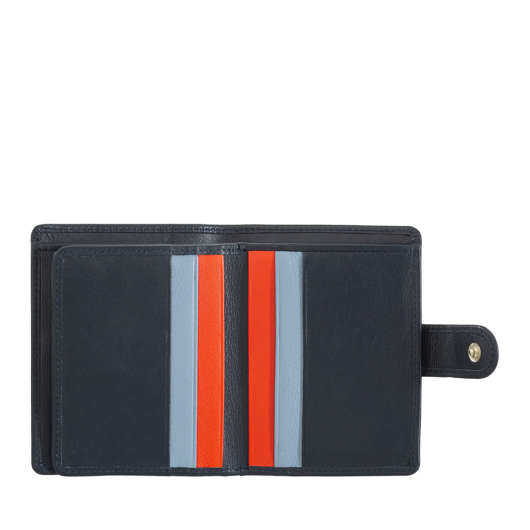 Dudu Women's Wallet in Vera Little Leather Leather Rfid Leather with Crescete Hinge Door Banknotes, External Closure